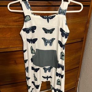 Kate Quinn Blue Moths Kanga Cuffed Overalls 6-12